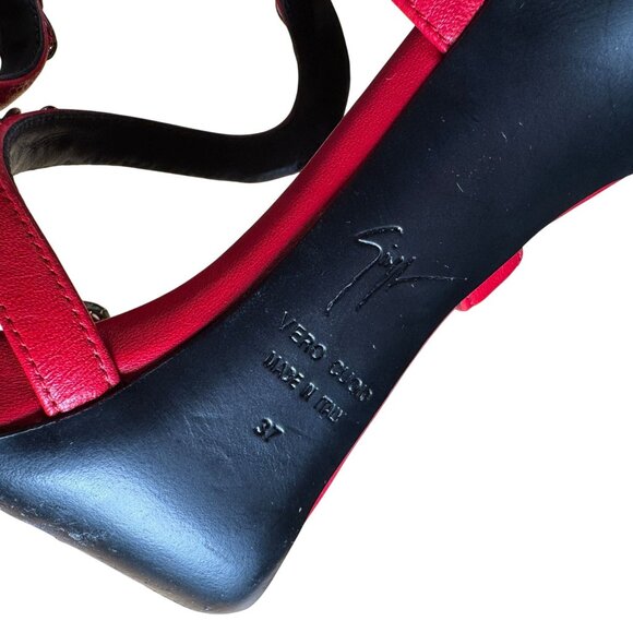 Giuseppe Zanotti Red Snake Chain Alien Stiletto High Heel Sandals Size 37 - Picture 10 of 10